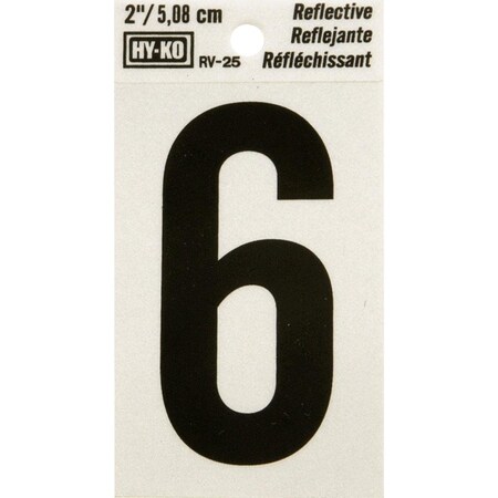 Hy-Ko Vinyl 2 In. Reflective Adhesive Number Six RV-25/6